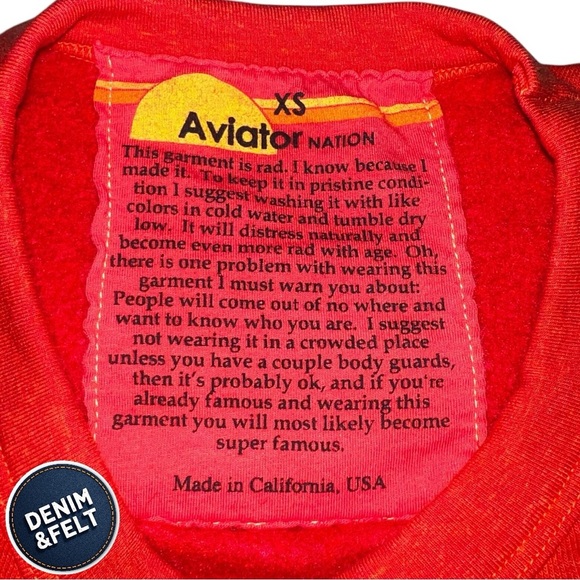 Aviator Nation Unisex Orange RIDE LOGO CREW SWEATSHIRT/PULLOVER | EUC!!🧡🌈🧡 - Picture 8 of 12